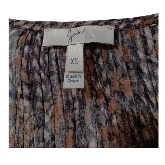 JOIE 100% Silk Blouse Top XS Sheer Snakeprint Tassels Tucks Dressy Career Layers - Picture 4 of 8